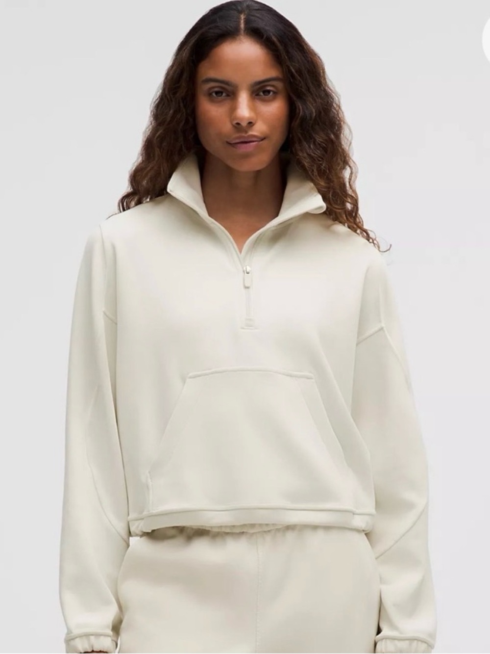 Lululemon Cream Quarter-Zip Pullover Top size 10